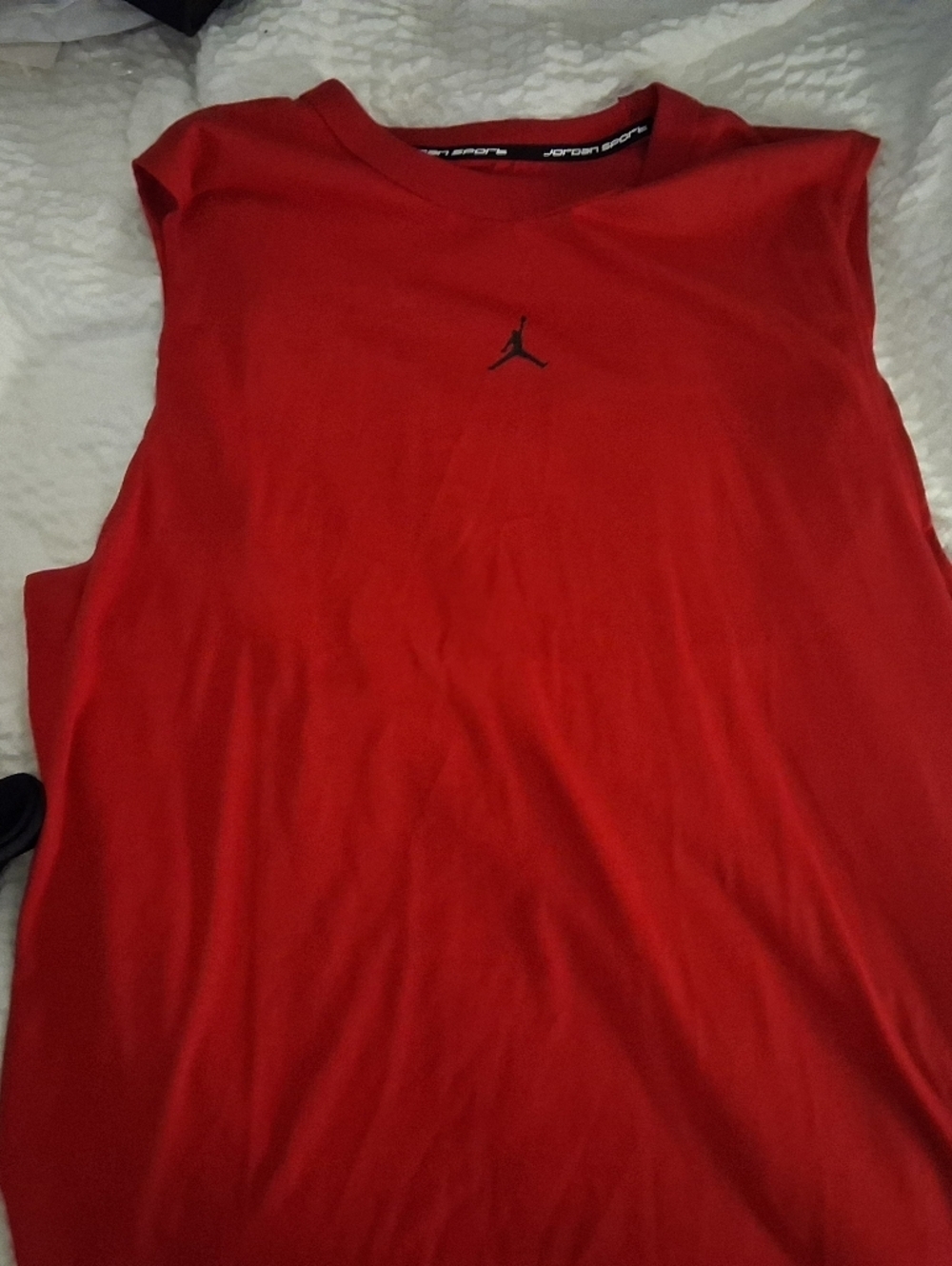 Jordan Red Sleeveless Performance Shirt with Black Jumpman